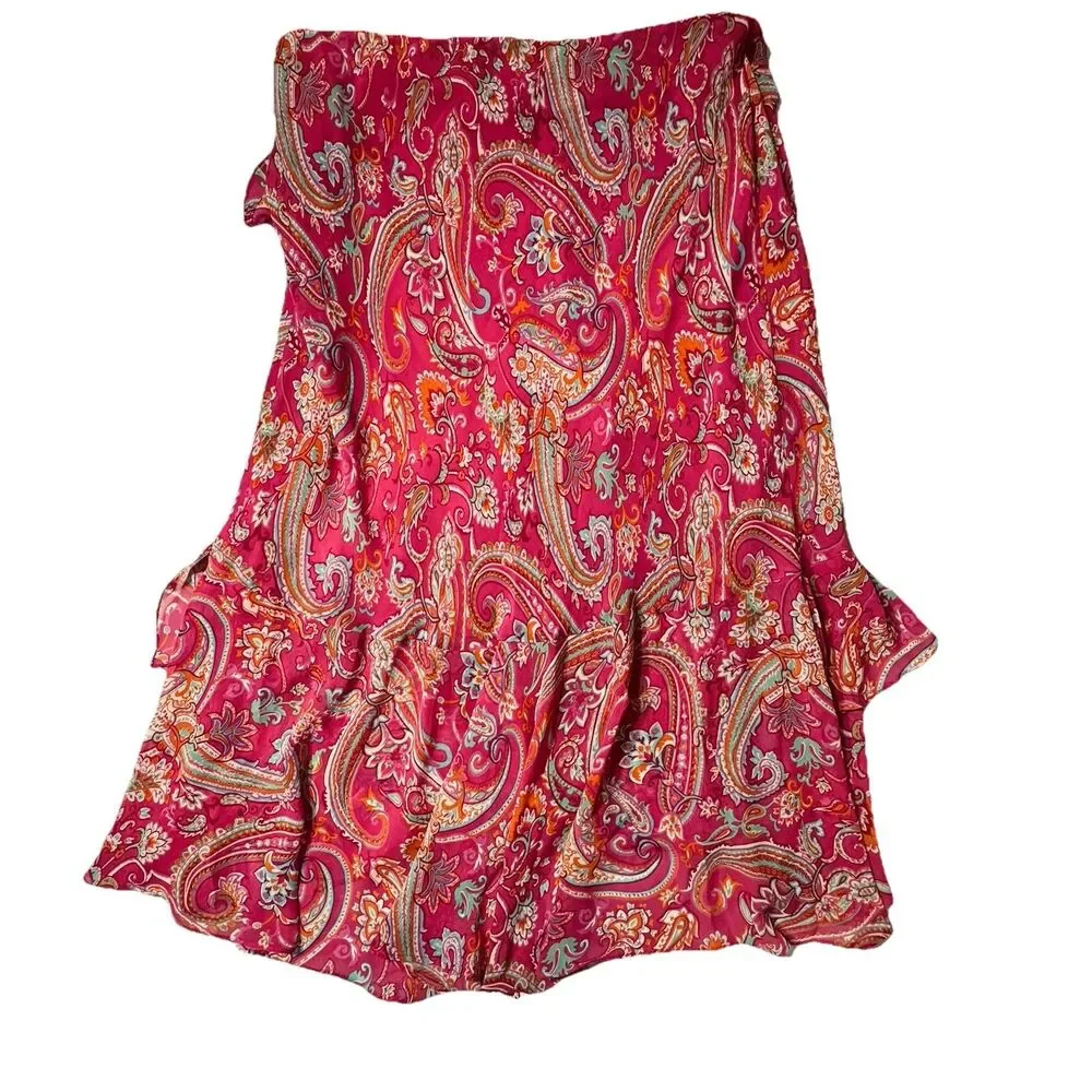 Barbie Pink Fall MIDI Chaps Women’s Paisley Ruffle Skirt Paisley Feminine Preppy